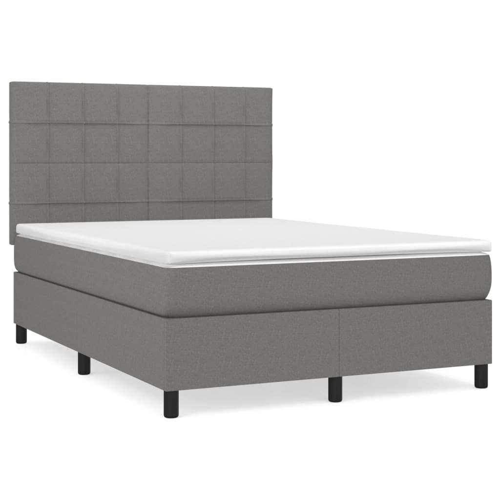 Sommier à lattes de lit avec matelas Gris foncé 140x190cm Tissu - XIOS