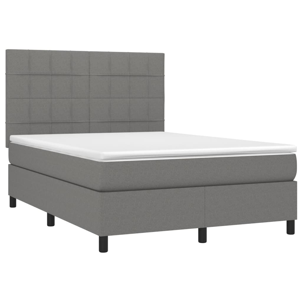 Sommier à lattes de lit avec matelas Gris foncé 140x190cm Tissu - XIOS