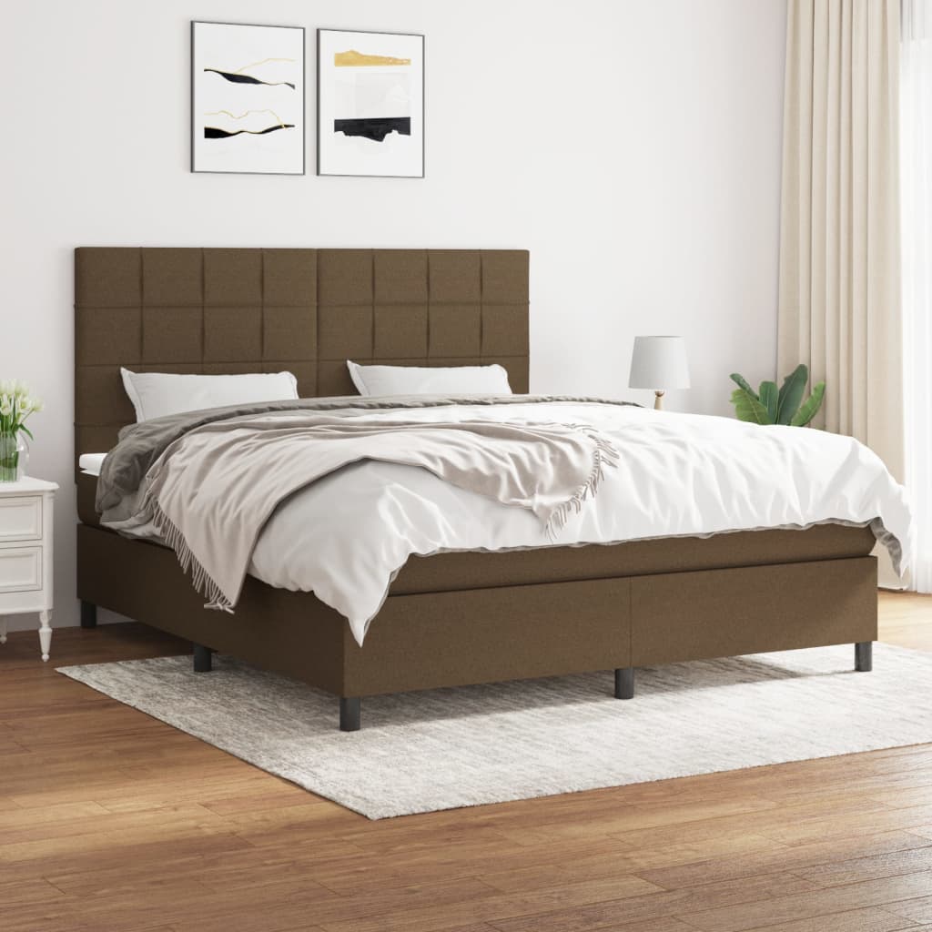 Sommier à lattes de lit avec matelas Marron foncé 160x200 cm