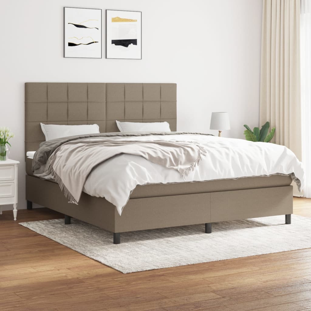 Sommier à lattes de lit avec matelas Taupe 160x200 cm Tissu