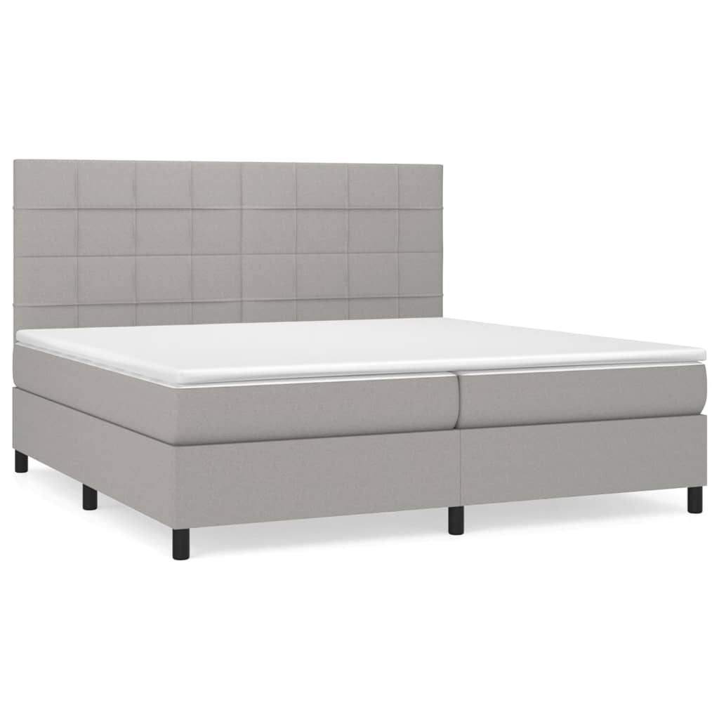 Sommier à lattes de lit avec matelas Gris clair 200x200cm Tissu - XIOS