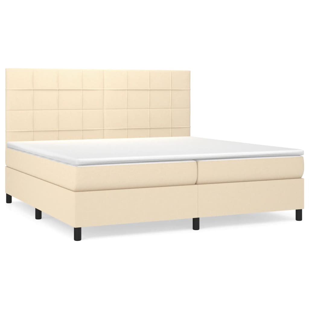 Sommier à lattes de lit avec matelas Crème 200x200 cm Tissu - XIOS