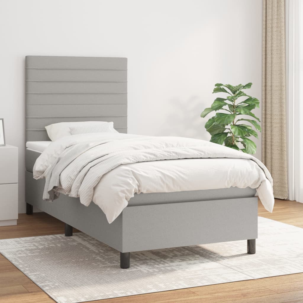 Sommier à lattes de lit avec matelas Gris clair 80x200 cm Tissu - XIOS