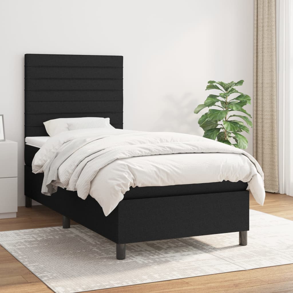 Sommier à lattes de lit et matelas Noir 80x200 cm Tissu - XIOS