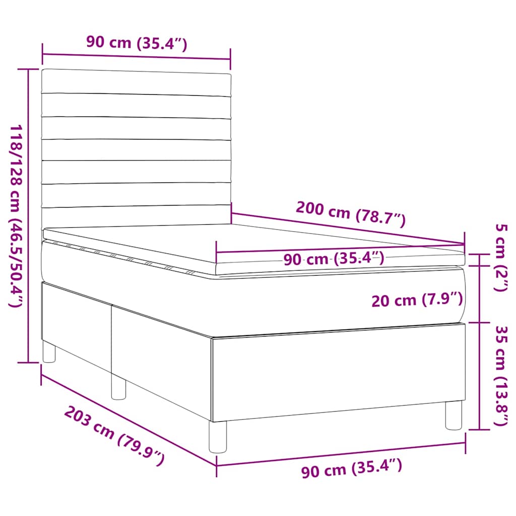 Sommier à lattes de lit avec matelas Marron foncé 90x200 cm - XIOS