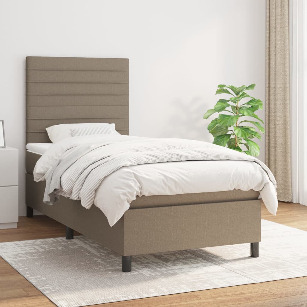 Sommier à lattes de lit avec matelas Taupe 90x200 cm Tissu - XIOS