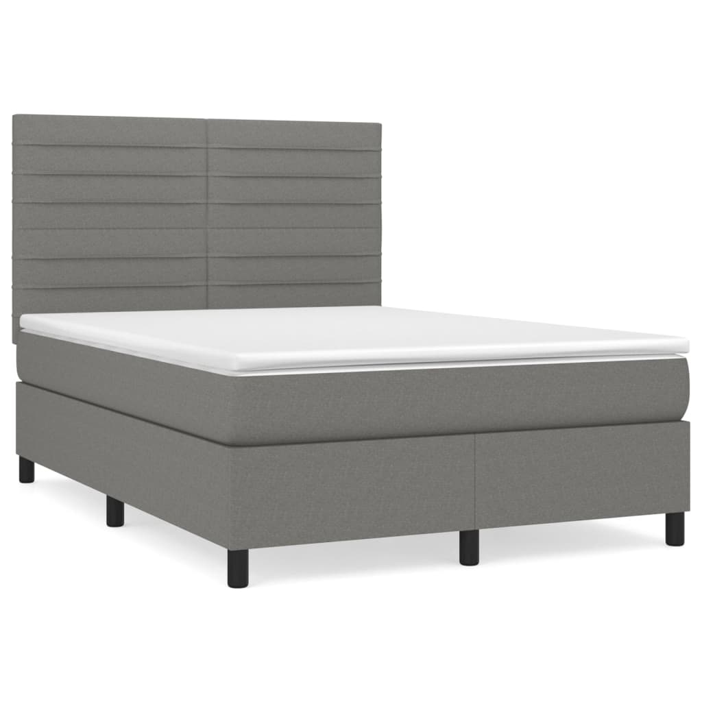 Sommier à lattes de lit avec matelas Gris foncé 140x190cm Tissu - XIOS