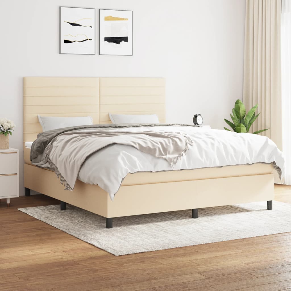 Sommier à lattes de lit avec matelas Crème 160x200 cm Tissu - XIOS