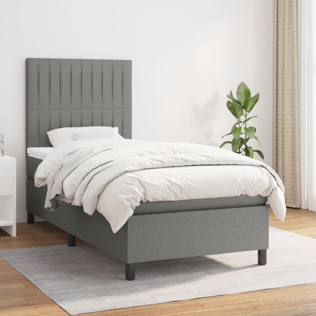 Sommier à lattes de lit avec matelas Gris foncé 80x200 cm Tissu - XIOS