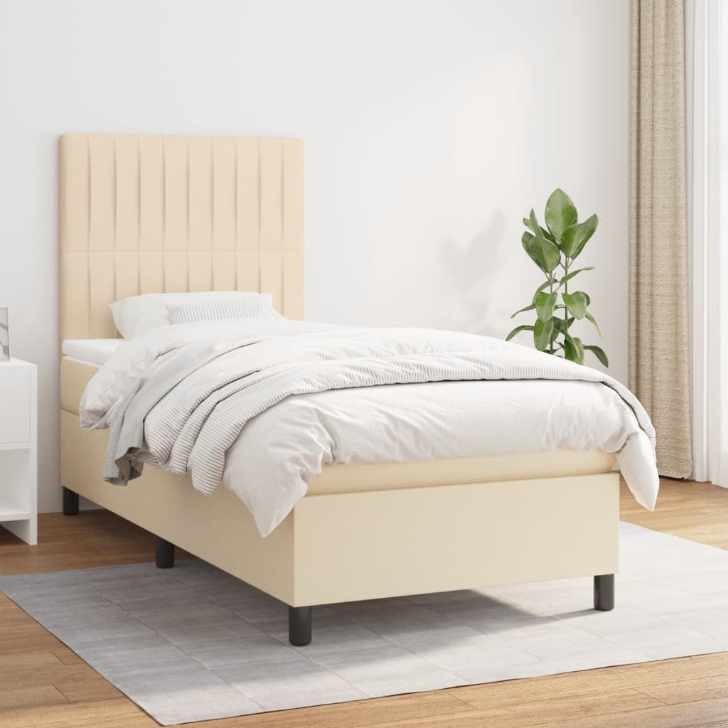 Sommier à lattes de lit avec matelas Crème 80x200 cm Tissu - XIOS