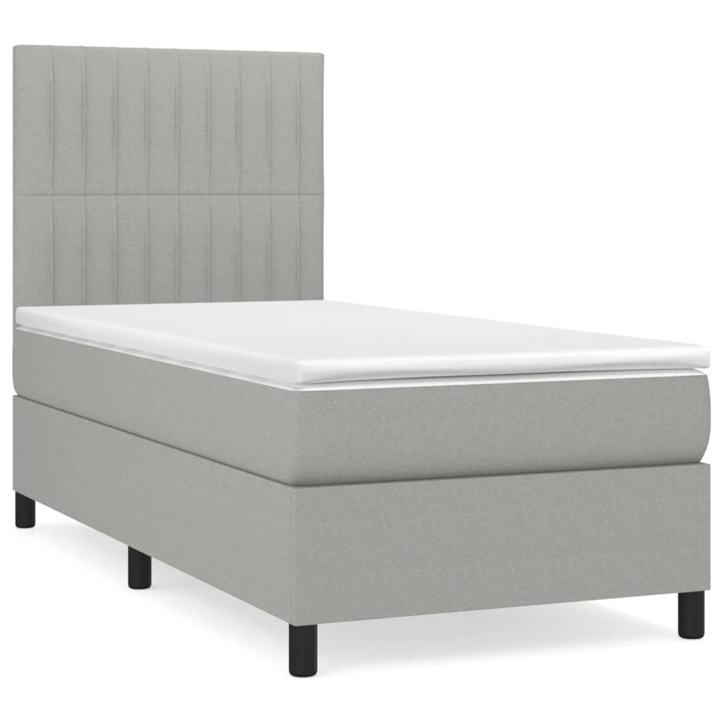 Sommier à lattes de lit et matelas Gris clair 90x190 cm Tissu - XIOS