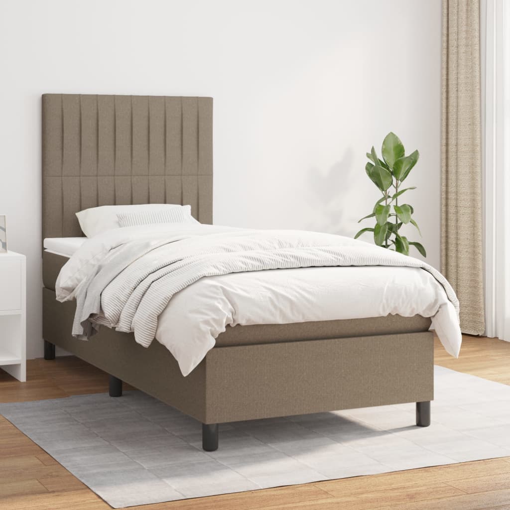 Sommier à lattes de lit avec matelas Taupe 90x190 cm Tissu - XIOS