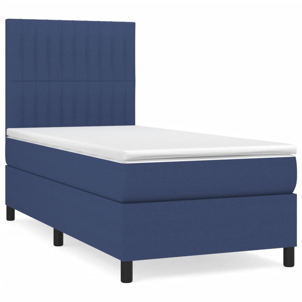 Sommier à lattes de lit avec matelas Bleu 90x190 cm Tissu - XIOS