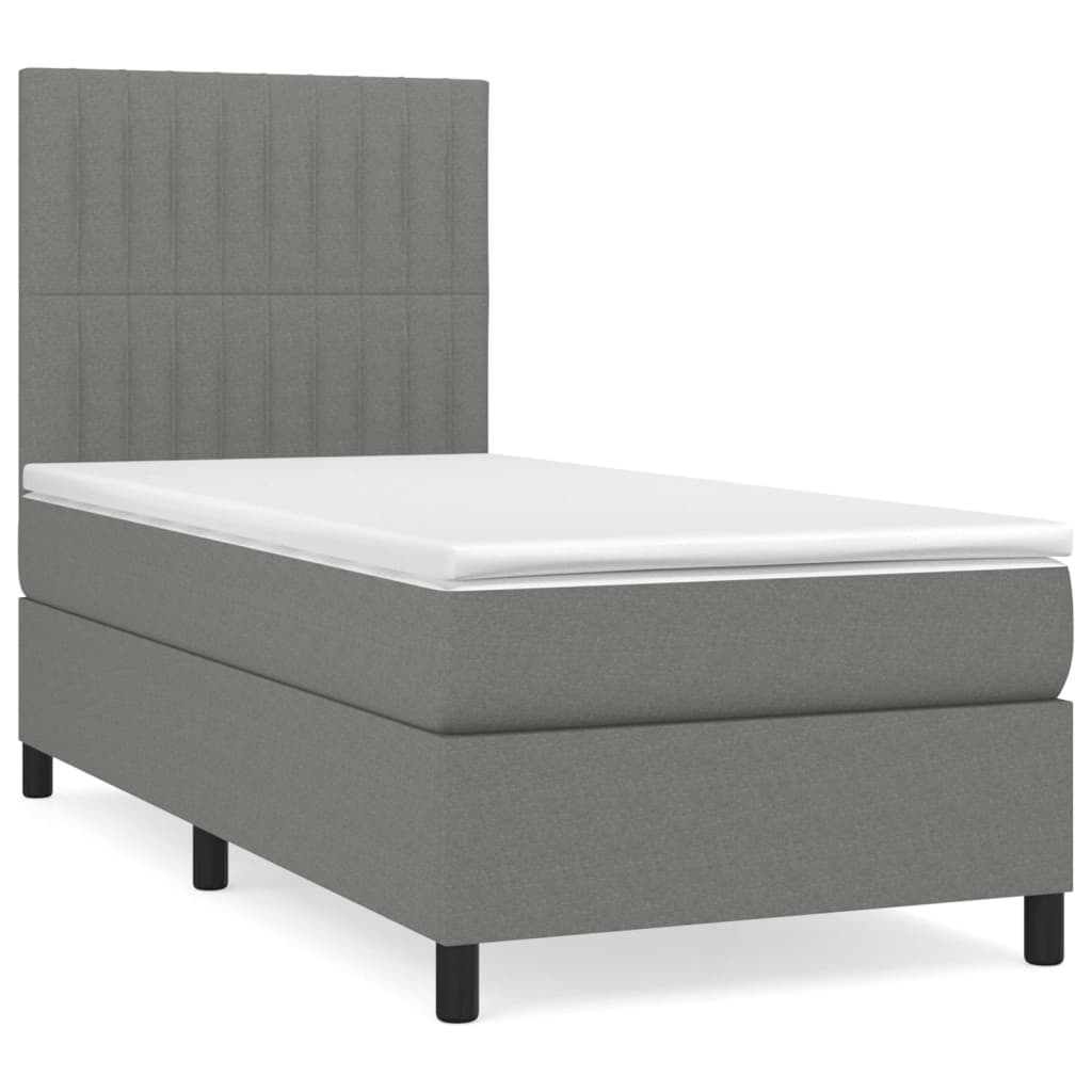 Sommier à lattes de lit avec matelas Gris foncé 90x200 cm Tissu - XIOS