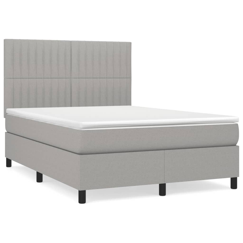 Sommier à lattes de lit avec matelas Gris clair 140x190cm Tissu - XIOS