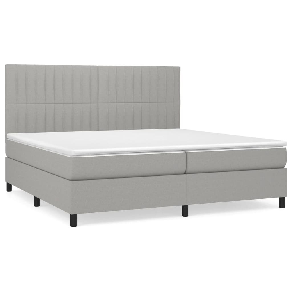 Sommier à lattes de lit avec matelas Gris clair 200x200cm Tissu - XIOS