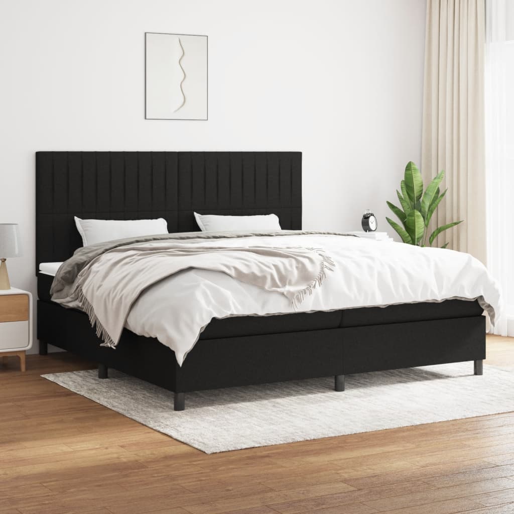 Sommier à lattes de lit avec matelas Noir 200x200 cm Tissu - XIOS