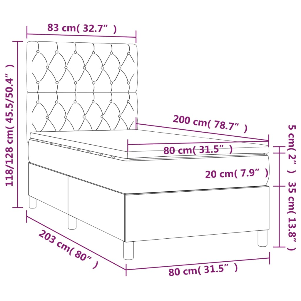 Sommier à lattes de lit avec matelas Gris clair 80x200 cm Tissu - XIOS