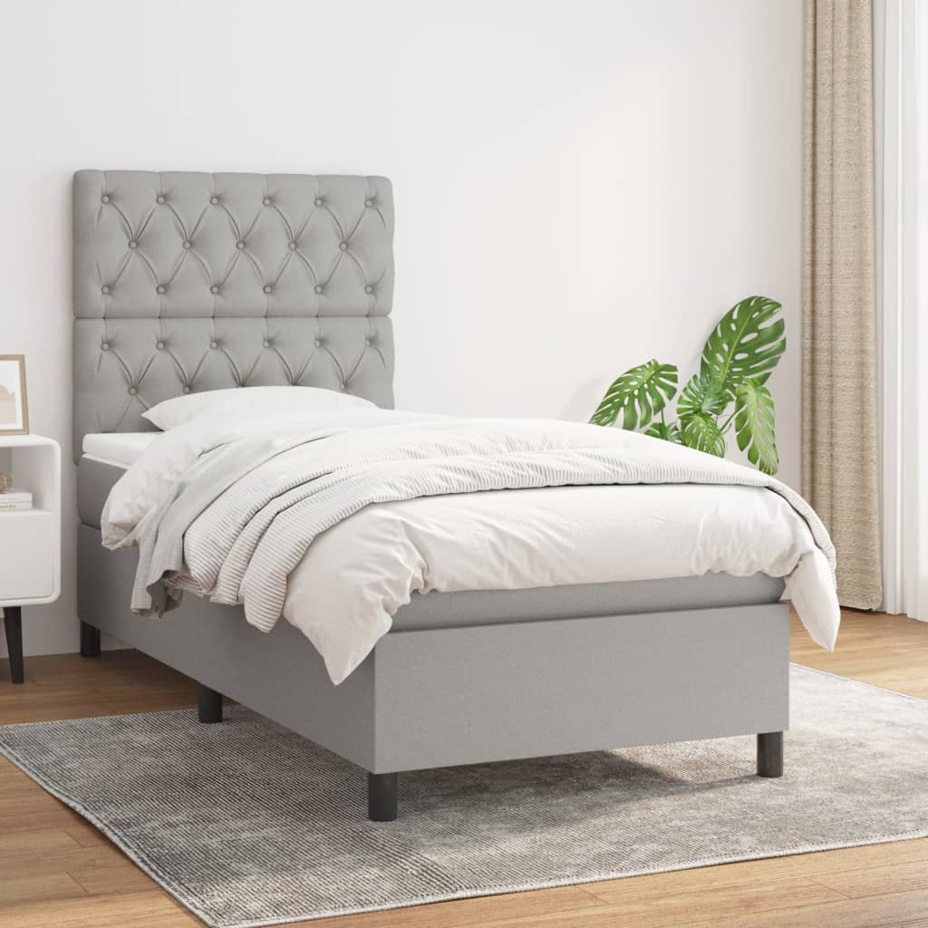 Sommier à lattes de lit avec matelas Gris clair 80x200 cm Tissu - XIOS