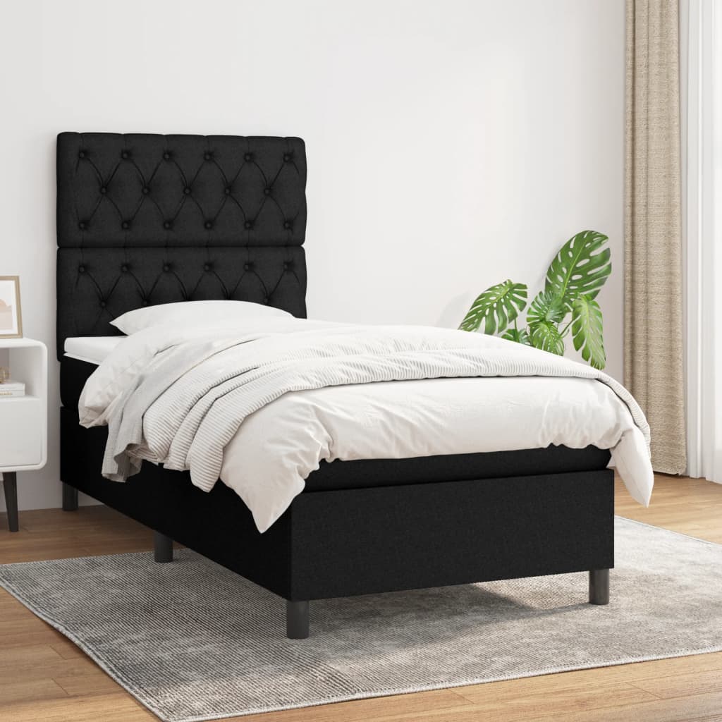Sommier à lattes de lit et matelas Noir 80x200 cm Tissu - XIOS