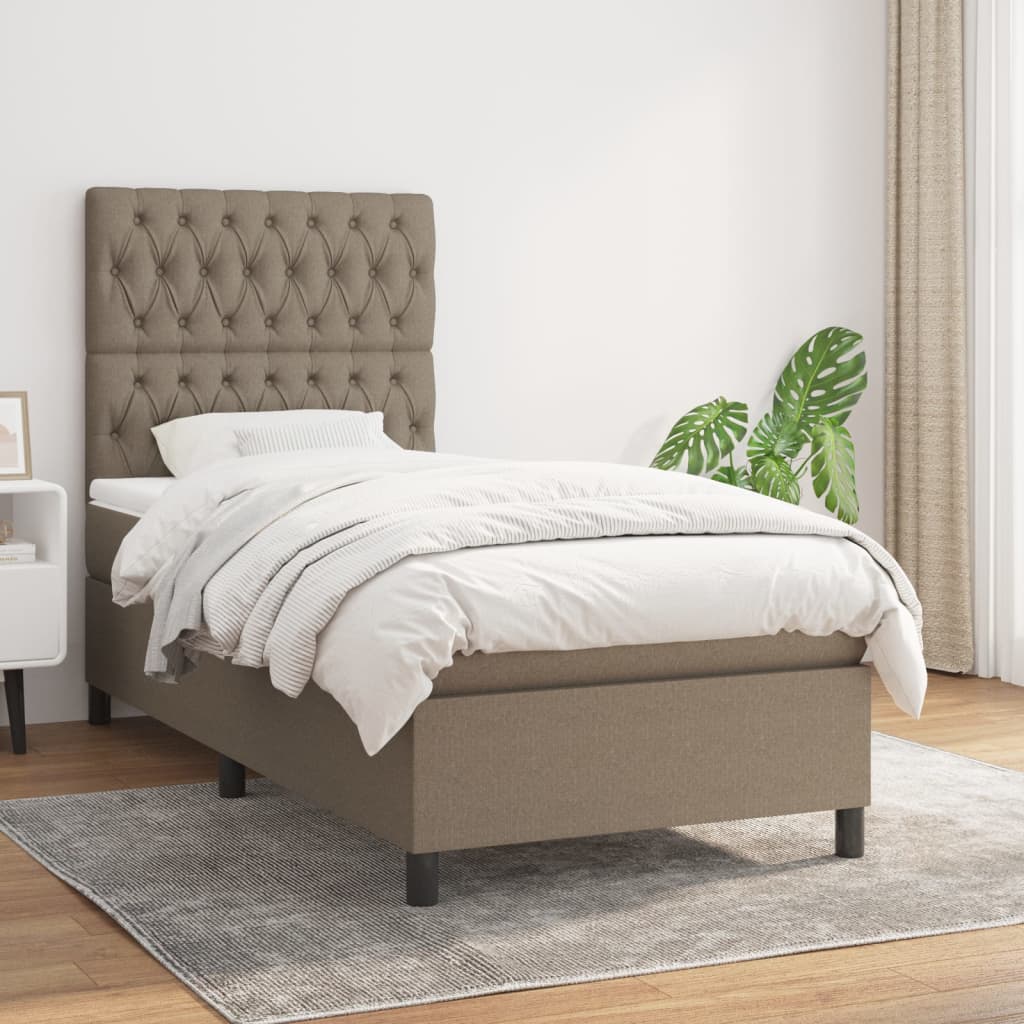 Sommier à lattes de lit avec matelas Taupe 90x200 cm Tissu - XIOS