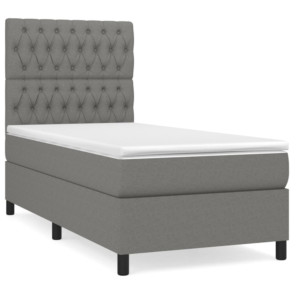 Sommier à lattes de lit avec matelas Gris foncé 100x200cm Tissu - XIOS
