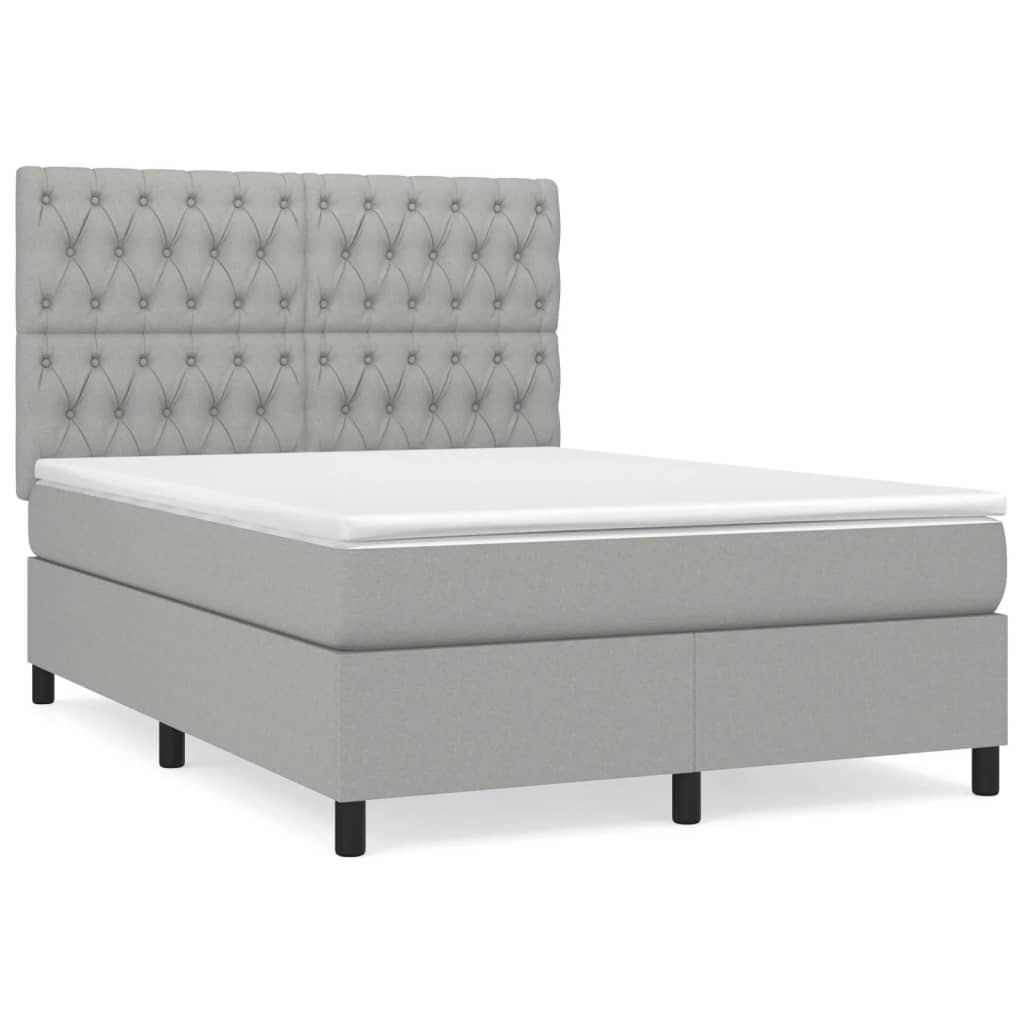 Sommier à lattes de lit avec matelas Gris clair 140x190cm Tissu - XIOS