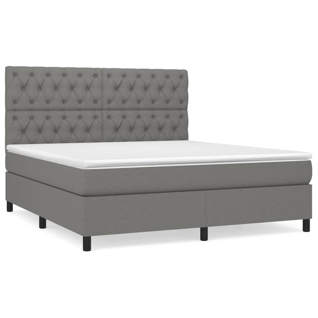 Sommier à lattes de lit avec matelas Gris foncé 160x200cm Tissu - XIOS