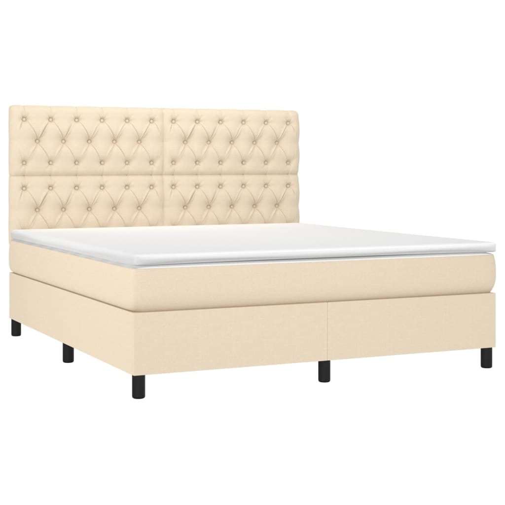 Sommier à lattes de lit avec matelas Crème 160x200 cm Tissu - XIOS