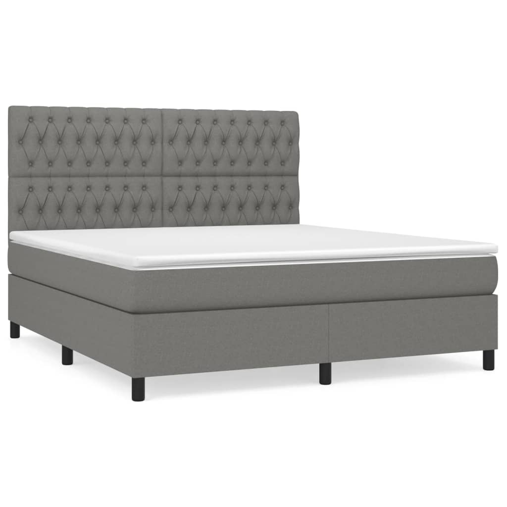 Sommier à lattes de lit avec matelas Gris foncé 180x200cm Tissu - XIOS