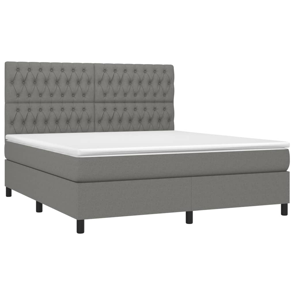 Sommier à lattes de lit avec matelas Gris foncé 180x200cm Tissu - XIOS