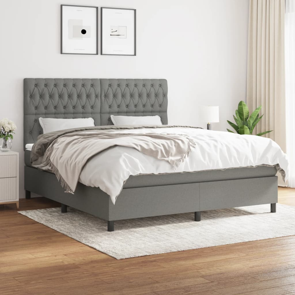 Sommier à lattes de lit avec matelas Gris foncé 180x200cm Tissu - XIOS