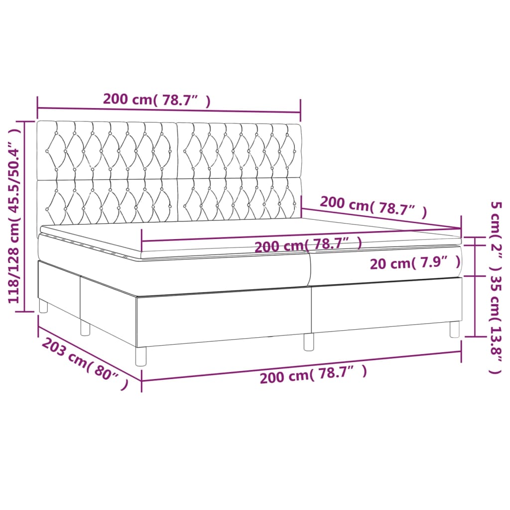 Sommier à lattes de lit avec matelas Bleu 200x200 cm Tissu - XIOS
