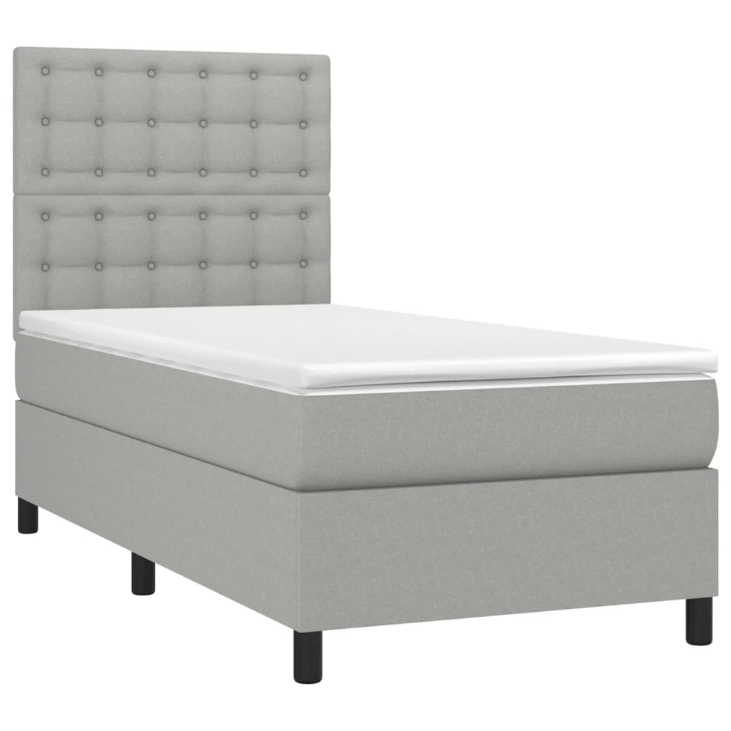 Sommier à lattes de lit et matelas Gris clair 90x190 cm Tissu - XIOS