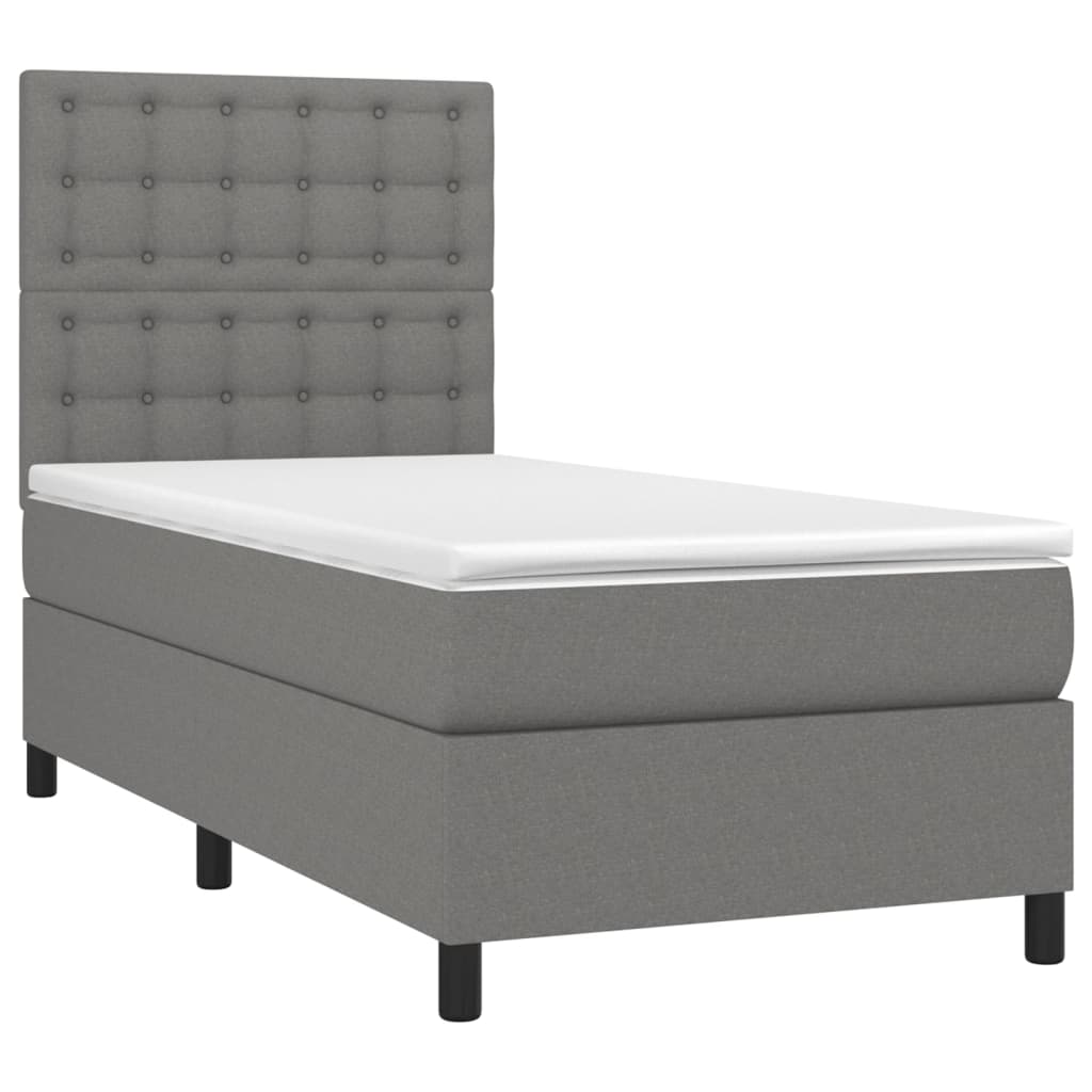 Sommier à lattes de lit et matelas Gris foncé 90x190 cm Tissu - XIOS