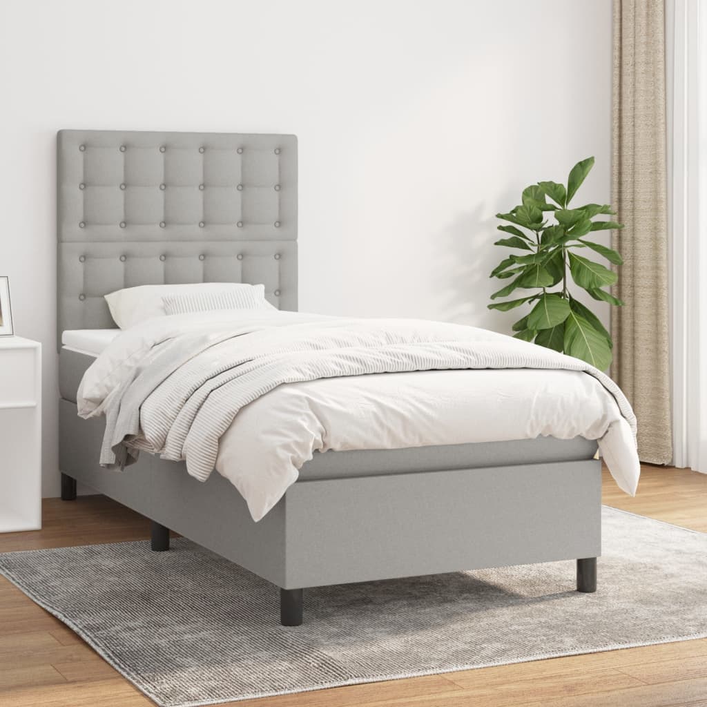 Sommier à lattes de lit avec matelas Gris clair 90x200 cm Tissu - XIOS