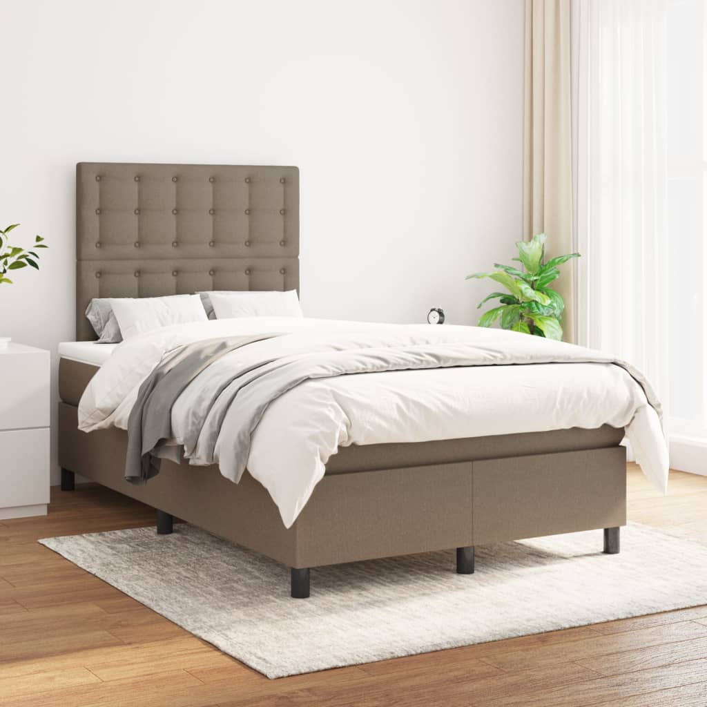 Sommier à lattes de lit avec matelas Taupe 120x200 cm Tissu - XIOS