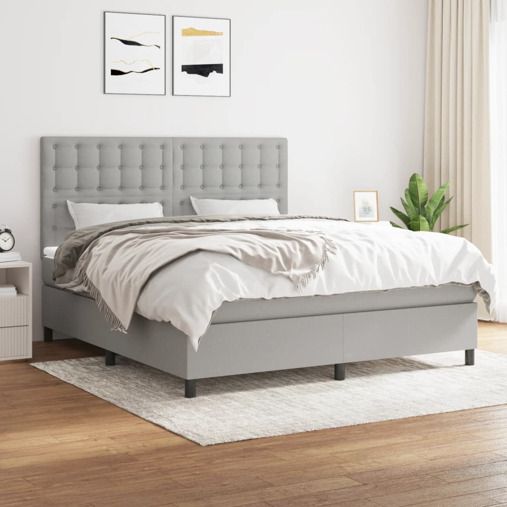 Sommier à lattes de lit avec matelas Gris clair 160x200cm Tissu - XIOS