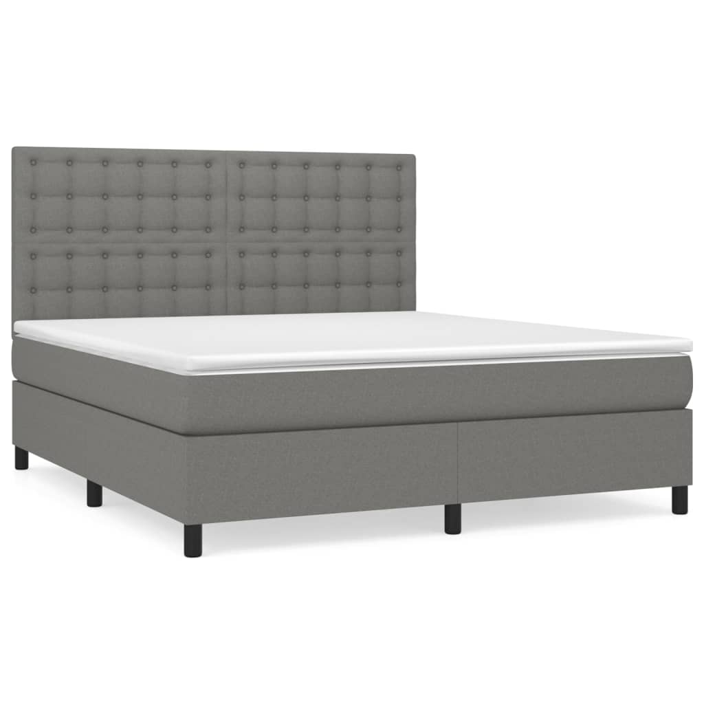 Sommier à lattes de lit avec matelas Gris foncé 160x200cm Tissu - XIOS