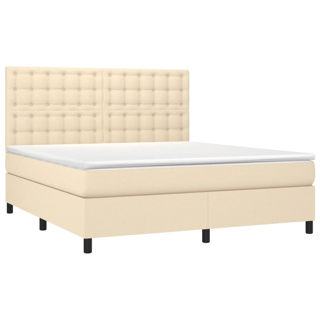 Sommier à lattes de lit avec matelas Crème 160x200 cm Tissu