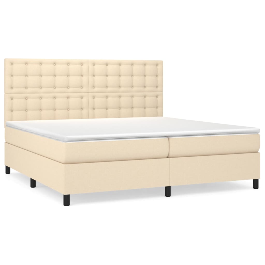Sommier à lattes de lit avec matelas Crème 200x200 cm Tissu - XIOS