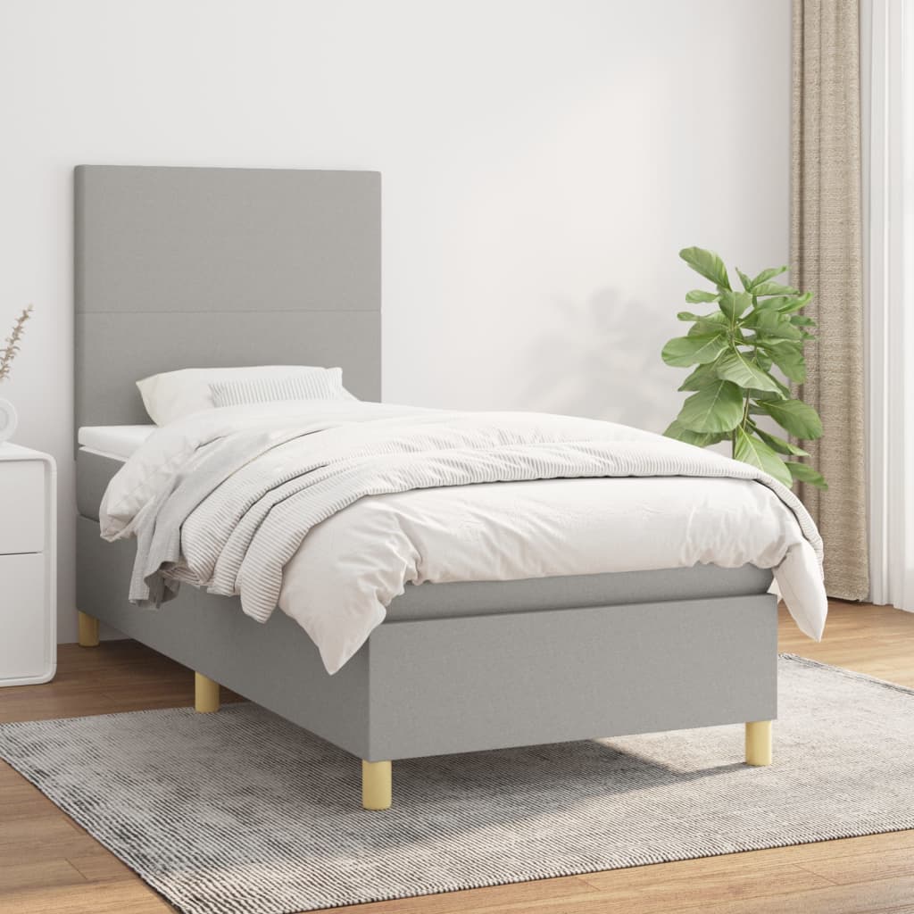Sommier à lattes de lit avec matelas Gris clair 90x200 cm Tissu - XIOS