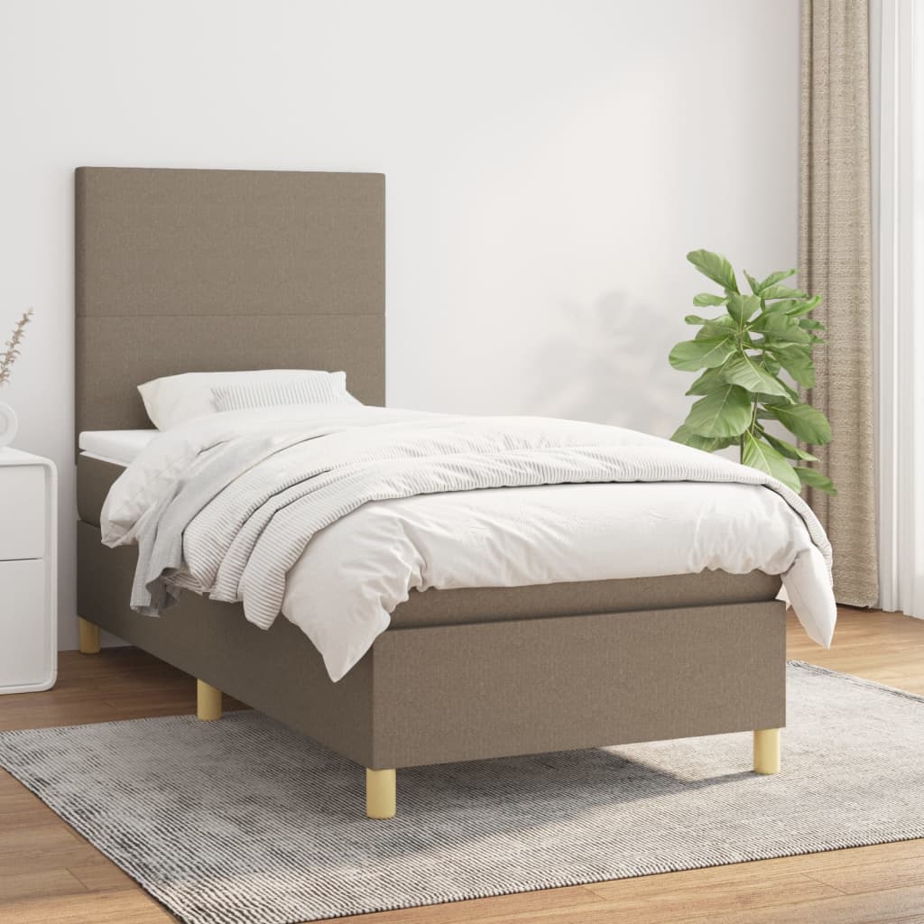Sommier à lattes de lit avec matelas Taupe 90x200 cm Tissu - XIOS