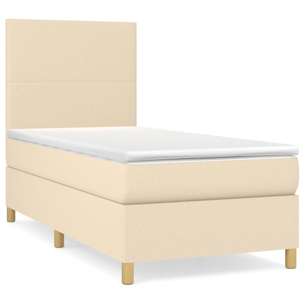 Sommier à lattes de lit avec matelas Crème 90x200 cm Tissu - XIOS