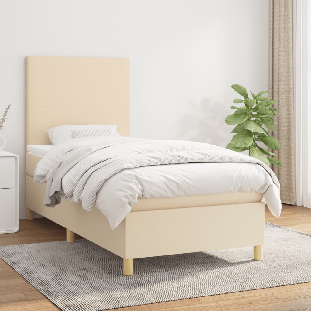 Sommier à lattes de lit avec matelas Crème 90x200 cm Tissu - XIOS