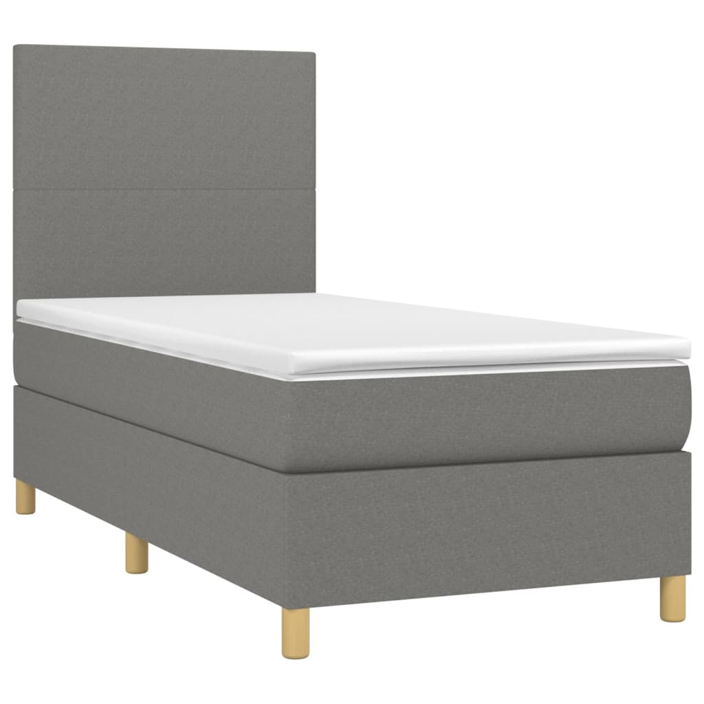 Sommier à lattes de lit avec matelas Gris foncé 100x200cm Tissu - XIOS