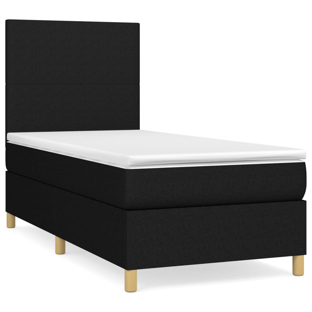 Sommier à lattes de lit avec matelas Noir 100x200 cm Tissu - XIOS
