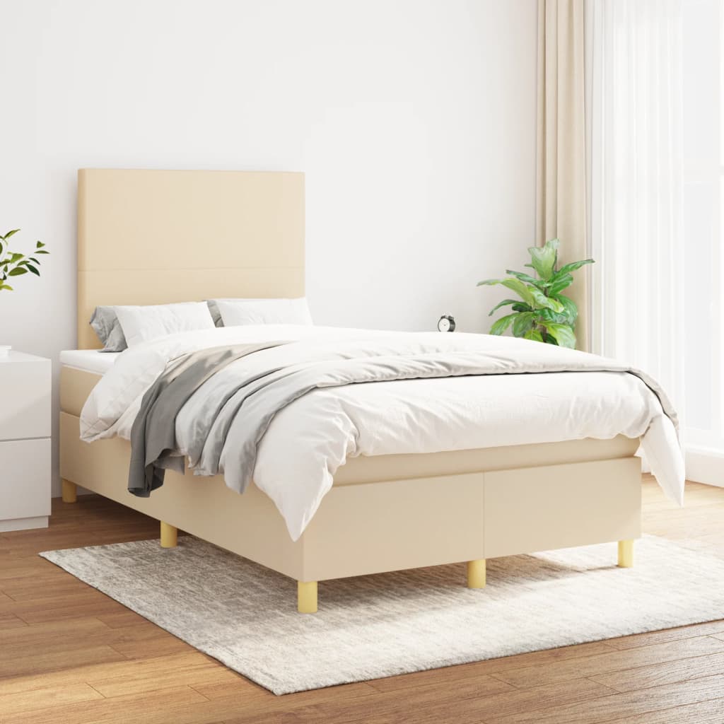 Sommier à lattes de lit avec matelas Crème 120x200 cm Tissu - XIOS