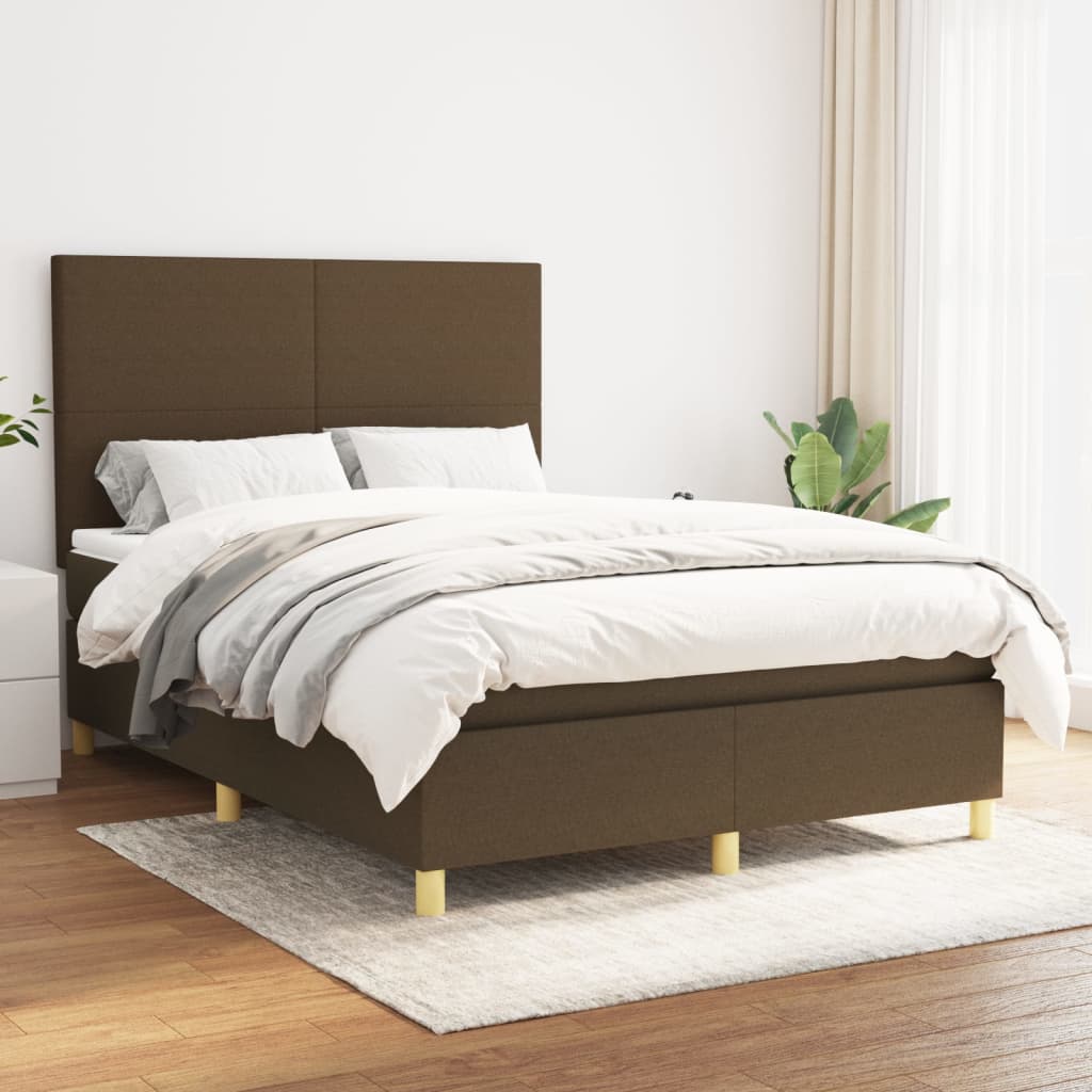 Sommier à lattes de lit avec matelas Marron foncé 140x190 cm XIOS