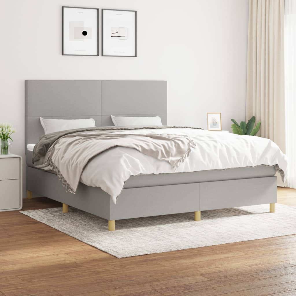 Sommier à lattes de lit avec matelas Gris clair 160x200cm Tissu - XIOS
